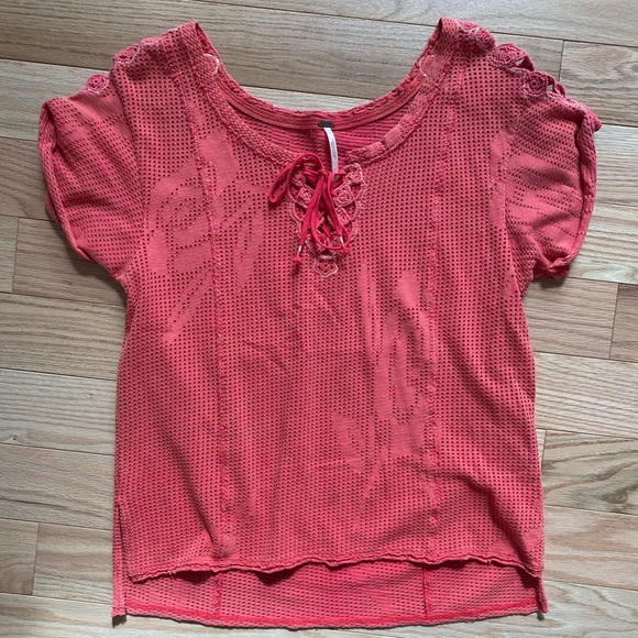 Free People Crochet Knit Short Sleeve Shirt - Picture 4 of 8